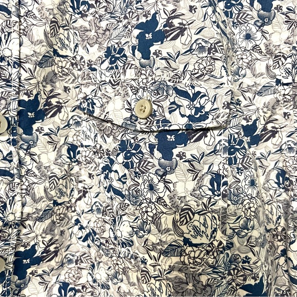 NWT COTTON SOFT RELAXED FLORAL PRINT SHIRT SLEEVE BUTTON UP SHIRT - Picture 9 of 15